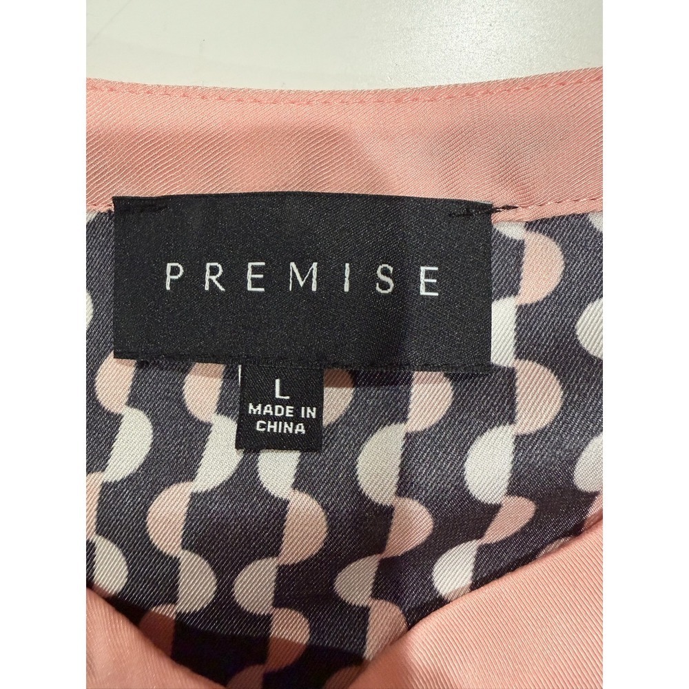 Premise Womens Pink Black Geometric Print Sleeveless Button Up Blouse Top Large - Picture 4 of 7